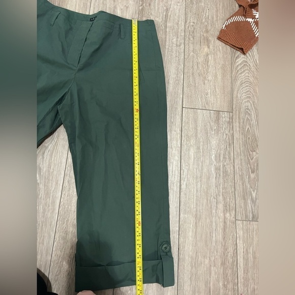 Theory Button Fly Women's Green High Rise Capri Pants Trousers Cotton Size 4 - Picture 10 of 13